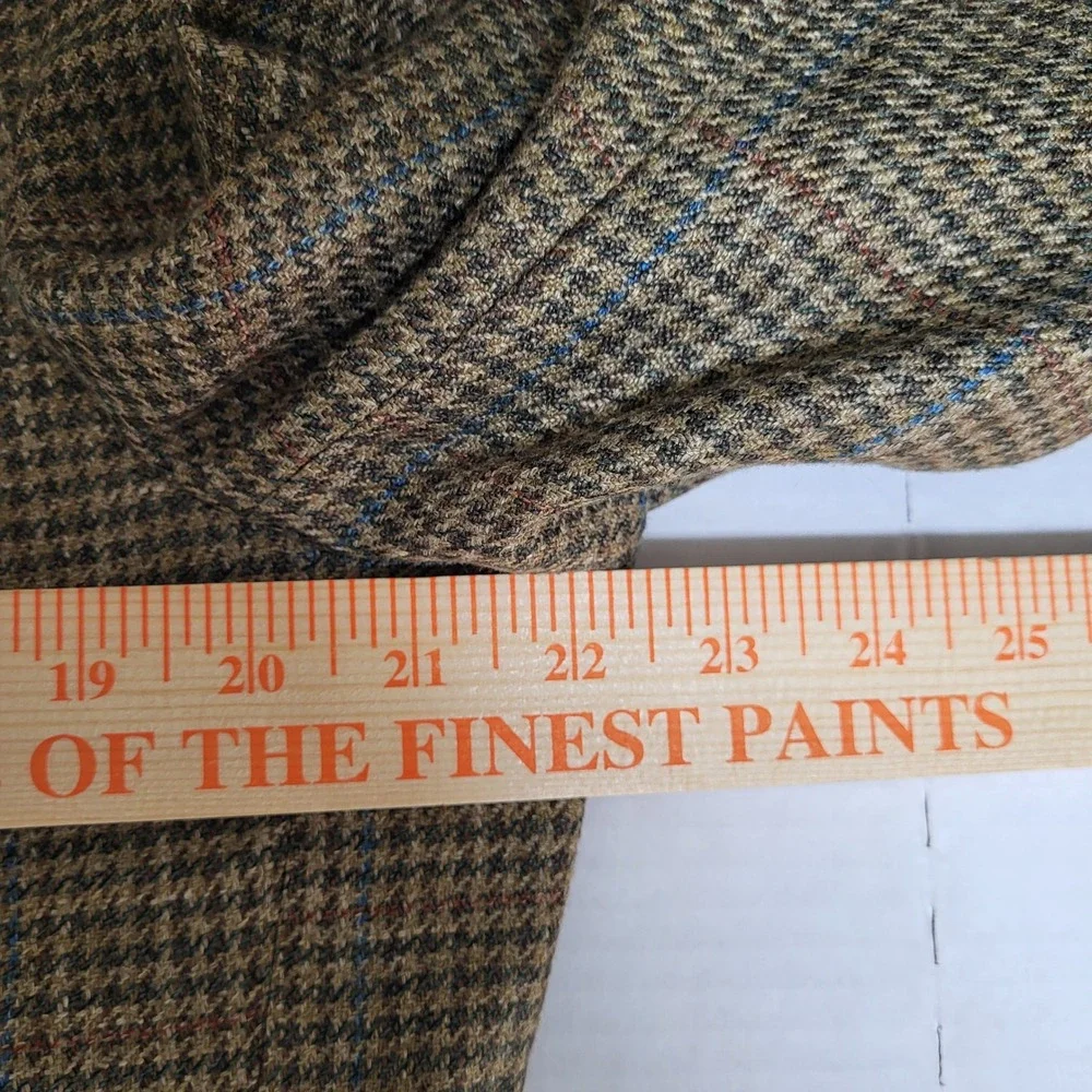 Brooks Brothers 42R Green Tan Houndstooth Wool‎ Sport Coat Menswear Blazer USA